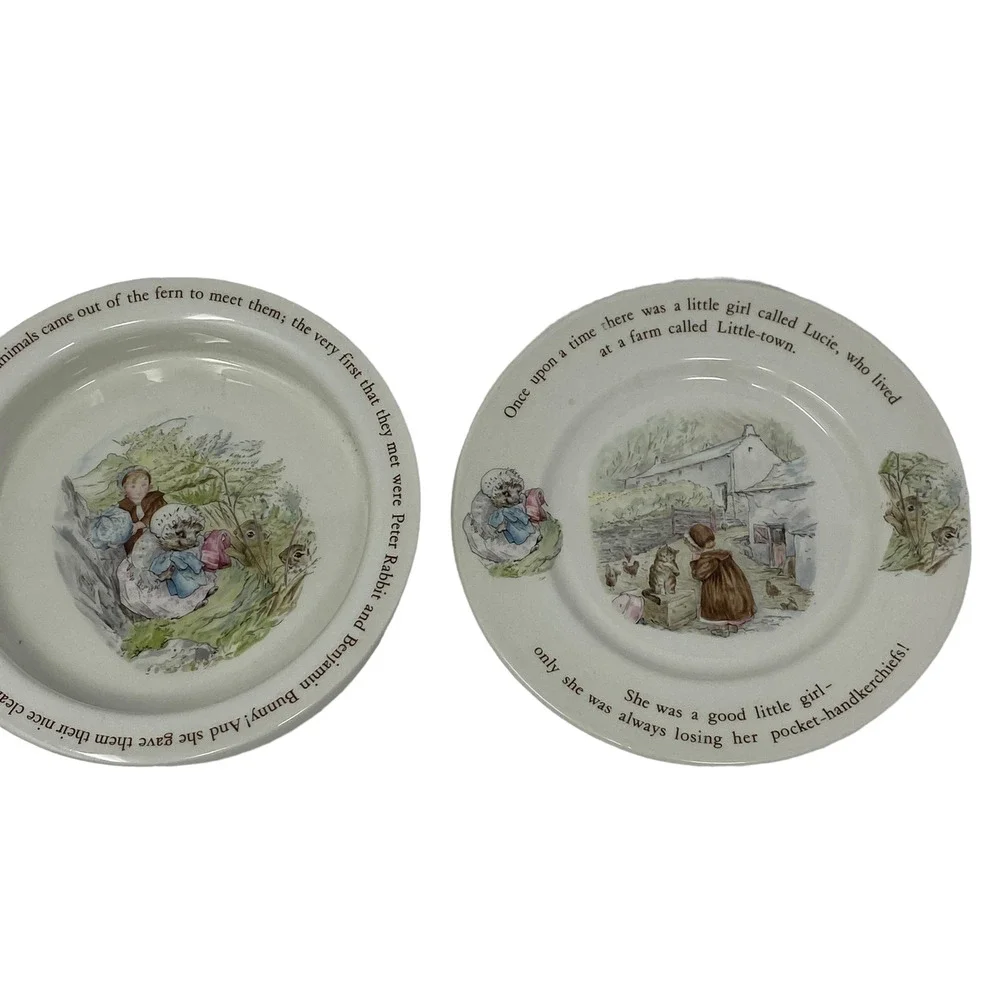 Peter Rabbit Wedgwood Mrs Tiggy-Winkle Kids Easter‎ Plate Bowl Set 6.5in Spring